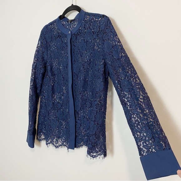 J. Crew Navy Lace Long Sleeve Top - Picture 5 of 7